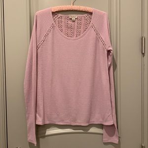 Lucky Brand Lace Mixed Thermal Shirt